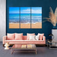 Nature Wall Art Prints - Ocean Forest Mountain Lake Canvas Landscapes - Small to Extra Large Living Room Bedroom Kitchen Bathroom Décor (Sandy Ocean Beach, 39L" x 59W" - 3 Panels)