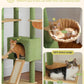 PEQULTI Tall Cat Tree, Floor to Ceiling Cat Tree Tower Adjustable [90.5''-100.4''=230-252CM] with Cat Condo, Cat Hammock and Scratching Post, Climbing Tree for Indoor Large Cats, Green
