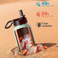 Water Bottle 32 oz Insulated with Straw, Coolflask Stainless Steel Metal 3 Lids Water Flask Wide Mouth for Sports or Office, Non-BPA Keep Cold Up to 48 Hrs or Hot Up to 24 Hrs, Ombre Green