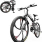 26 Inch Folding Mountain Bike, 21 Speed Full Suspension Bicycle with High-Carbon Steel, Dual Disc Brake Non-Slip Quick Release tire Folding Bicycle for Adults/Men/Women