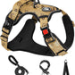 NESTROAD No Pull Dog Harness,Adjustable Oxford Dog Vest Harness with Leash,Reflective No-Choke Pet Harness with Easy Control Soft Handle for Small Dogs(Small,Light Brown)