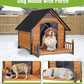Large Outdoor Heated Dog House with Porch, All-Around Insulated Liner, Weatherproof Outside Dog House with Anti-Bite Metal Frame, Dog Kennel for Small Medium Large Dogs