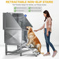 DWVO Professional Pet Dog Bathing Station for Grooming, 50'' Dog Grooming Bathtub with Left Stairs, Floor Grate, Faucet, Showerhead & Soap Holder for Large, Medium & Small Pets