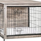 DWANTON Dog Crate Furniture with Cushion, Wooden Kennel Table with Double Doors, Indoor Dog House, Medium Size, 32.5" L, Greige