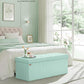 SONGMICS MAZIE Collection - Storage Ottoman Bench, Foldable Foot Rest, 15 x 43 x 15 Inches, End of Bed Bench, Storage Chest, Load 660 lb, Living Room, Bedroom, Entryway, Moonlight Green ULSF604C01