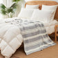 Snuggle Sac Grey Stripe Knitted Throw Blanket for Couch, Reversible Super Soft Warm Blankets Cozy Knit Fuzzy Plush Lightweight Throws for Sofa, Bed, Stripe Grey, 50 x 60 inches