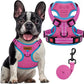 MIDOG No-Pull Dog Harness | Adjustable & Reflective Pet Harness Leash Set for Small Medium Large Dogs Walking, Training| No Choke, Front Clip, Soft Padded Vest with Easy Control Handle - Pink, M