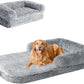 EHEYCIGA Human Dog Bed for Kids, Foldable XXL Dog Bed, Faux Fur Fluffy Pet Couch Bed, Orthopedic Calming Memory Foam Big Pet Bed, Washable Pet Sofa Bed with Non-Slip Bottom, Grey, 54"x38"x7.5"