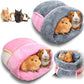 Wenqik 2 Pcs Guinea Pig Bed Cuddle Warm Hideout Small Animal Sack Cozy House Bedding Sleeping Cushion Portable Pet Carrier Cage Nest for Rabbit Hamster Rat (Gray, Pink,Plain)