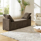 HULALA HOME Modern Storage Bench with Throw Pillows, 59.4" Extra Long Bedroom Ottoman Bench for End of Bed, Comfy Upholstered Footstool for Entryway Living Room Dining Room, Taupe