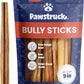 Pawstruck All-Natural 9" Bully Sticks for Dogs - Long Lasting, Rawhide-Free, Low Odor & Grain-Free Dental Chew Treat - Healthy Single Ingredient, 100% Real Beef - 1 lb Bag