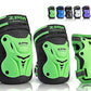 2PM SPORTS Knee Pads for Kids, Wrist Guards Knee and Elbow Pads Set with Drawstring Bag, Protective Gear Set for Girls Boys Roller Skating Cycling Skateboard - Green Small