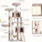 Cat Tree for Indoor Cats, 71'' (180cm) Multi-Level Cat Tower for Large Adult, Sturdy Cat Tree House with 2 Scratching Boards 7 Posts, 2 Plush Perches/Condos, Hammock, Muchroom GCT032MU
