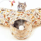 Tempcore Pet Cat Tunnel Tube Cat Toys 3 Way Collapsible, Cat Tunnels for Indoor Cats，Kitty Tunnel Bored Pet Toys Peek Hole Toy Ball Puppy, Kitty, Kitten, Rabbit Beige Deer