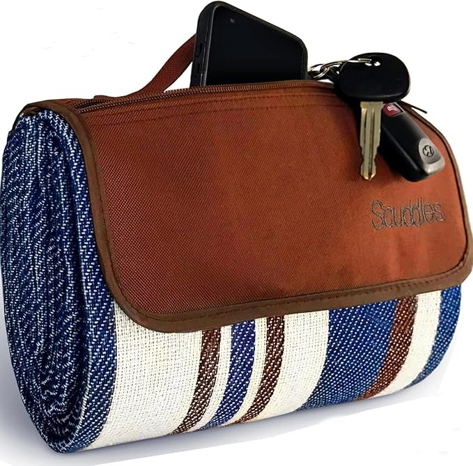 scuddles 60" x 80" Extra Large Outdoor Picnic Blanket – Waterproof, Foldable Travel Mat for Beach, Camping, Grass, Lawn, Park – Dual Layer, Sand-Free, Soft Throw Rug Fits 4 Adults, Summer Accessories