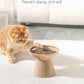 vancasso Ceramic Elevated Cat Bowls 2-Pack - 6.2" Extra Wide Raised Cat Food & Water Dishes, 5.1" Optimal Height Anti-Whisker Fatigue Shallow Bowls for Cats/Kittens/Dogs, Lead & Cadmium Free (Brown)