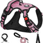 NESTROAD No Pull Dog Harness,Adjustable Oxford Dog Vest Harness with Leash,Reflective No-Choke Pet Harness with Easy Control Soft Handle for Large Dogs(X-Large,Pink)