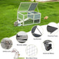 COZIWOW Wooden 36Inches Rabbit Hutch Outdoor with Wheels Bunny Cage Indoor Rabbit Cage with Clean Tray, Openable Roof, Anti-Slip Ramp for Small Bunny (Grey with Pattern)