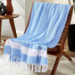 Blue Woven Throw Blanket Lightweight Large Soft Nautical Shark Lake House Kids Teen Boy Baby Nursery Decor Bedroom Bed Living Room Accessories Sofa Couch Chair Cover Decorative New Apartment Essential