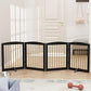 Freestanding Pet Gate for Dogs, Foldable Wooden Dog Gate for House, Indoor Dog Gate for Stairs, Doorways, Step Over Pet Puppy Safety Fence, 80 Inch Wide, 4 Panels 24", Black & Gold
