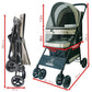 ROODO 4 Wheel Dog Cat Pet Stroller Best Lightweight Foldable Compact Portable Jogger All Terrain Travel Pet Gear Puppy Doggie Bunny Kitty Stroller for up to 30lbs Medium Small Dogs Cats(Light Khaki)