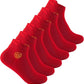 Men's Red Socks Ankle Socks Comfortable White/Black Casual With Heel Tab,Chinese New Year Socks, Size 6-10 (6 pairs)
