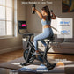 MERACH Exercise Bike, Brake Pad Stationary Bike with Exclusive App, Low Noise Indoor Cycling Bike with 300lbs Weight Capacity, Tablet Mount and Fitness Courses for Weight Loss