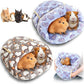 Wenqik 2 Pcs Guinea Pig Bed Cuddle Warm Hideout Small Animal Sack Cozy House Bedding Sleeping Cushion Portable Pet Carrier Cage Nest for Rabbit Hamster Rat(Gray, Pink,Heart)
