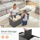 Sweetcrispy 43in Foldable Storage Ottoman Bench, Foot Rest Stool Storage Chest with Padded Seat, End of Bed Bedroom Bench for Living Room, Support 660lbs, Dawn Grey