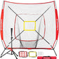 Storgem Baseball and Softball Practice Net 7×7ft Portable Hitting Pitching Batting Training Net Baseball Backstop Net with Batting Tee and Strike Zone and Bow Frame