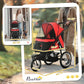 PawHut 3 Wheels Pet Stroller for Small and Medium Dogs, Foldable Cat Stroller Jogger with Adjustable Canopy, Safety Tether, Cushion, Storage Basket, Red
