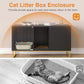 Litter Box Enclosure for 2 Cats, Fluted Hidden Cat Litter Box Furniture with Scratch Pad and Metal Legs, Modern Double Room Kitty House for Living Room, Washroom, 47.2”L x 17.7”W x 25.9”H, Black