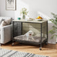 Dog Crate Furniture, 27.2" Small Dog Kennel Wooden Dog Crate with Pull-Out Tray, Double Doors, Modern End Table for Small/Medium Dogs, Rustic Brown