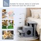 PawHut Pet Stairs, Adjustable Height 3/4 Step Cat Steps with Scratching Post, Condo, Toy Ball for High Bed, Sofa, Couch, Indoor Small Cats, Kittens, Gray