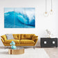 Nature Wall Art Prints - Ocean Forest Mountain Lake Canvas Landscapes - Small to Extra Large Living Room Bedroom Kitchen Bathroom Décor (Blue Ocean Wave, 31L" x 47W" - 3 Panels)