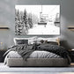 Nature Wall Art Prints - Ocean Forest Mountain Lake Canvas Landscapes - Small to Extra Large Living Room Bedroom Kitchen Bathroom Décor (Ski Lift on Snowy Mountain, 24L" x 36W")