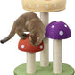 CTR1001A Pixie 22.5" 3-Tier Cottage Sisal Mushroom Cat Tree with Scratching Posts, Napping Perch, and Dangling Bell Toy, Multi