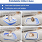 High Sided Cat Litter Box, Anti-Splashing Low Entry Cats Litter Pan with Scoop Collapsible Foldable Shallow Kitten Potty Toilet Waterproof Cat Travel Litterbox Semi-Enclosed Easy Clean(Blue)
