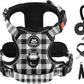IVY&LANE No Pull Dog Harness with Leash Set, Reflective No Choke Pet Vest,Adjustable Oxford Dog Vest Harness with Easy Control Handle for Medium Lagre Dogs (Checkered Black,M)