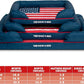 The Dog’s Bed, Large Blue Oxford with Red Trim USA Flag Dog Bed with Central Flag 36x27 Memory Foam, Pain Relief: Arthritis, Post Surgery,Waterproof Washable Cover, Veterinary Approved