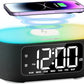JALL Fabric Alarm Clock for Bedroom, with Big Led Screen Display, Bluetooth Stereo Sound Speaker, FM Radio, Fast Wireless Charging, USB Charging Port, Nightlight, White Noise, Ideal for Gift, Black