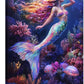 Sea Mermaid Bathroom Pictures Wall Art, Ocean Mermaid Bathroom Wall Decor, Aesthetics Framed Painting Canvas Artwork for Bedroom Living Room Decorations 24"L x 16"W