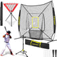 7'×7'Baseball Softball Practice Net-Batting Catching Pitching Training Equipment Set Portable Batting Tee Ball Holder Caddy-Baseball Softball Coach Pack.Great for All Skill Levels
