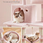 Feandrea Cat Tree, 66.1-Inch Large Cat Tower with 13 Scratching Posts, 2 Perches, 2 Caves, Basket, Hammock, Pompoms, Multi-Level Plush Cat Condo for Indoor Cats, Jelly Pink UPCT165P01