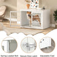 38" Heavy Duty Dog Crate Furniture for Large and Medium Dogs,Wooden Metal Kennel for High Anxiety Dogs, Chew Proof Pet Cage Indoor, Decorative Dog Kennel End Table, White