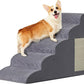 Pet Stairs, Dog Stairs for Small Dogs, Dogs Steps, 5-Step Curved Dog Ramp for Bed, Couch, Sofa, Car and Chairs, Non-Slip Bottom Design, Cat Scratching Board, High Density Foam Portable Pet Step, Grey