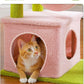 Pink Cat Tree, 47.6" Cat Tower with 2 Metal Frame Hammock, Cat Scratching Post for Indoor Cats with 2 Removable Pompom Sticks for Kittens, Pink