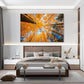 Nature Wall Art Prints - Ocean Forest Mountain Lake Canvas Landscapes - Small to Extra Large Living Room Bedroom Kitchen Bathroom Décor (Blue Sky Through Yellow Autumn Trees, 39L" x 59W" - 3 Panels)