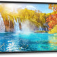 Extra Large Waterfall Lake Framed Wall Art for Living Room,Oversized Fall Autumn Tree Landscape Pictures Wall Decor,Nature Canvas Print Painting Modern Artwork Bedroom Office Bathroom 60L" x 30W"