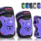 2PM SPORTS Knee Pads for Kids, Wrist Guards Knee and Elbow Pads Set with Drawstring Bag, Protective Gear Set for Girls Boys Roller Skating Cycling Skateboard - Purple Medium